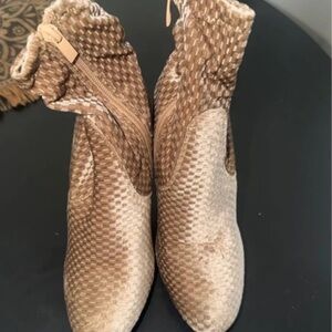 Forever 21 Woven Velvet Ankle Boots - Beige